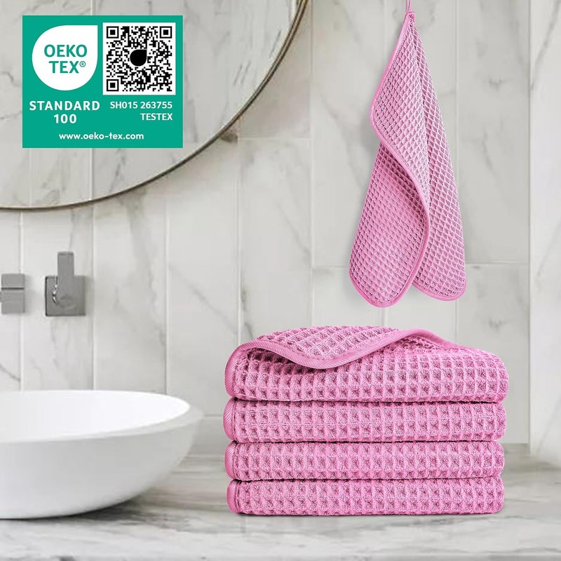 Polyte 430 GSM Microfiber Lint Free Washcloth Face Towel, 13 x 13 in, 4 Pack (Waffle Weave) - Image 5